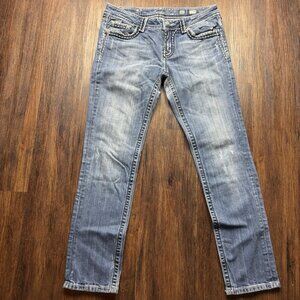 Miss Me Relaxed Skinny Jeans Embellished Distressed Light Wash Women's Size 31